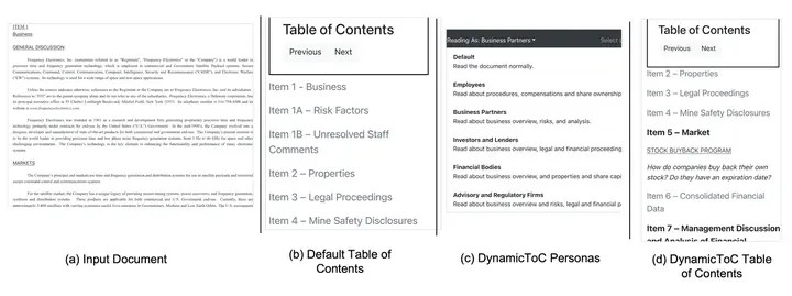 DynamicTOC: Persona-based Table of Contents for Consumption of Long Documents